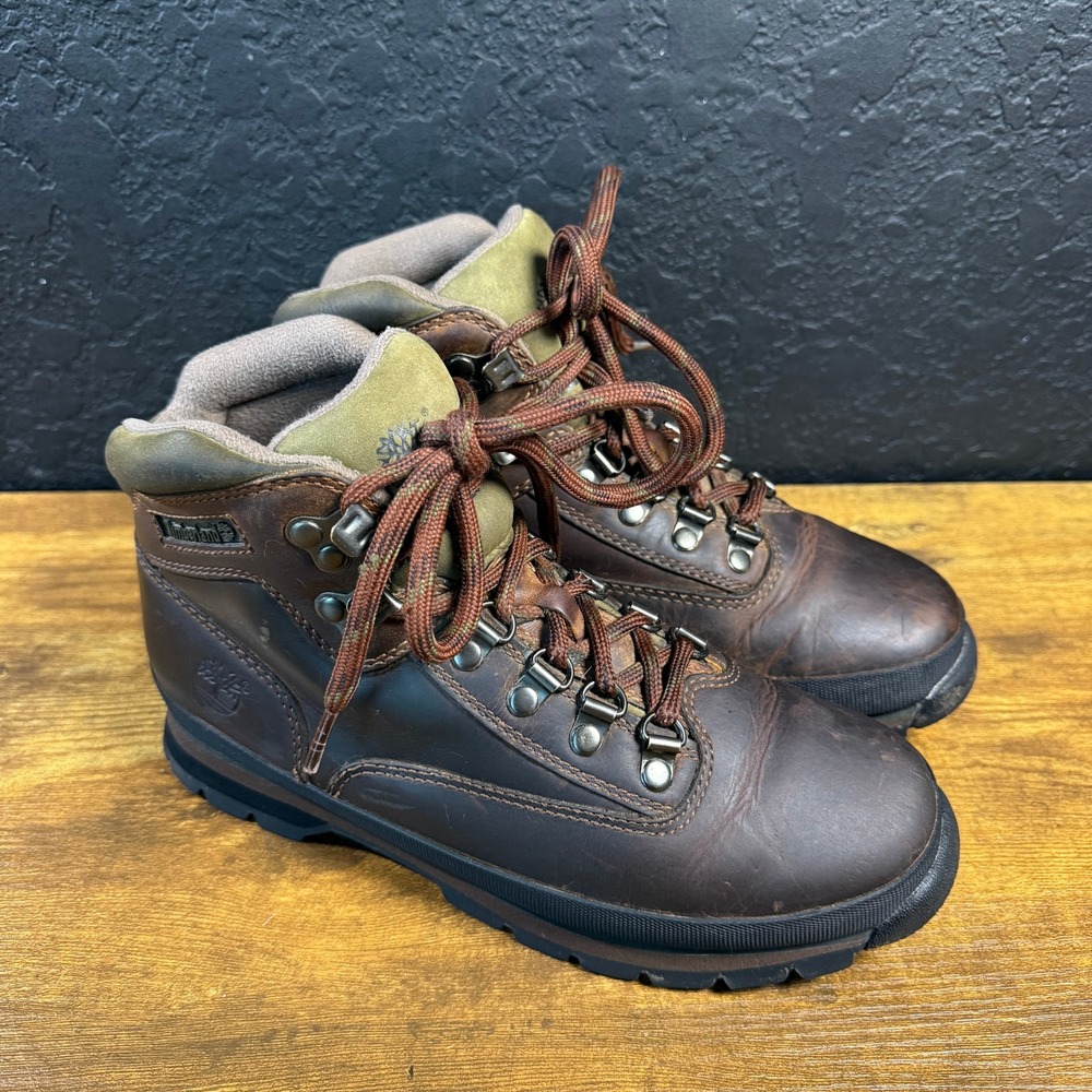 Timberland Euro Hiker 95310 Brown Leather Hiking Boots‎ Womens Size 8M